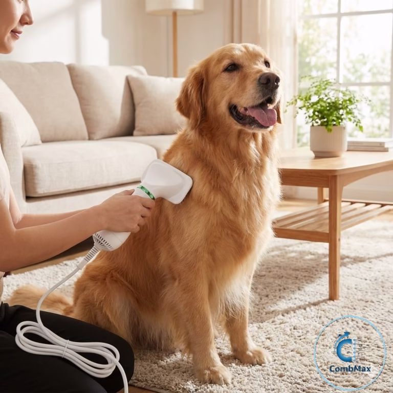 Secador Portátil 2-en-1 para Mascotas — Cepillo + Secado Rápido con Temperatura Ajustable y Bajo Ruido